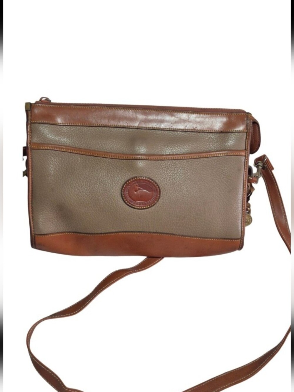 Vintage Dooney & Bourke Brown/Tan Pebbled Leather Crossbody Bag